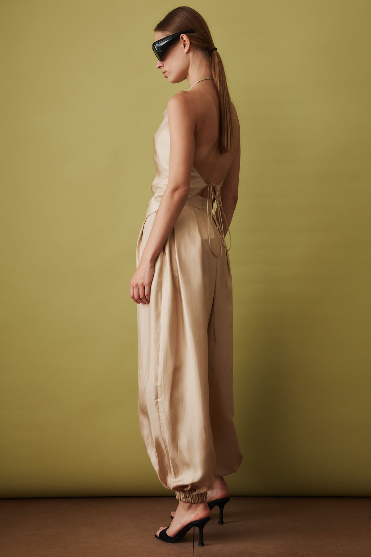 Bazar Silk Trousers Beige