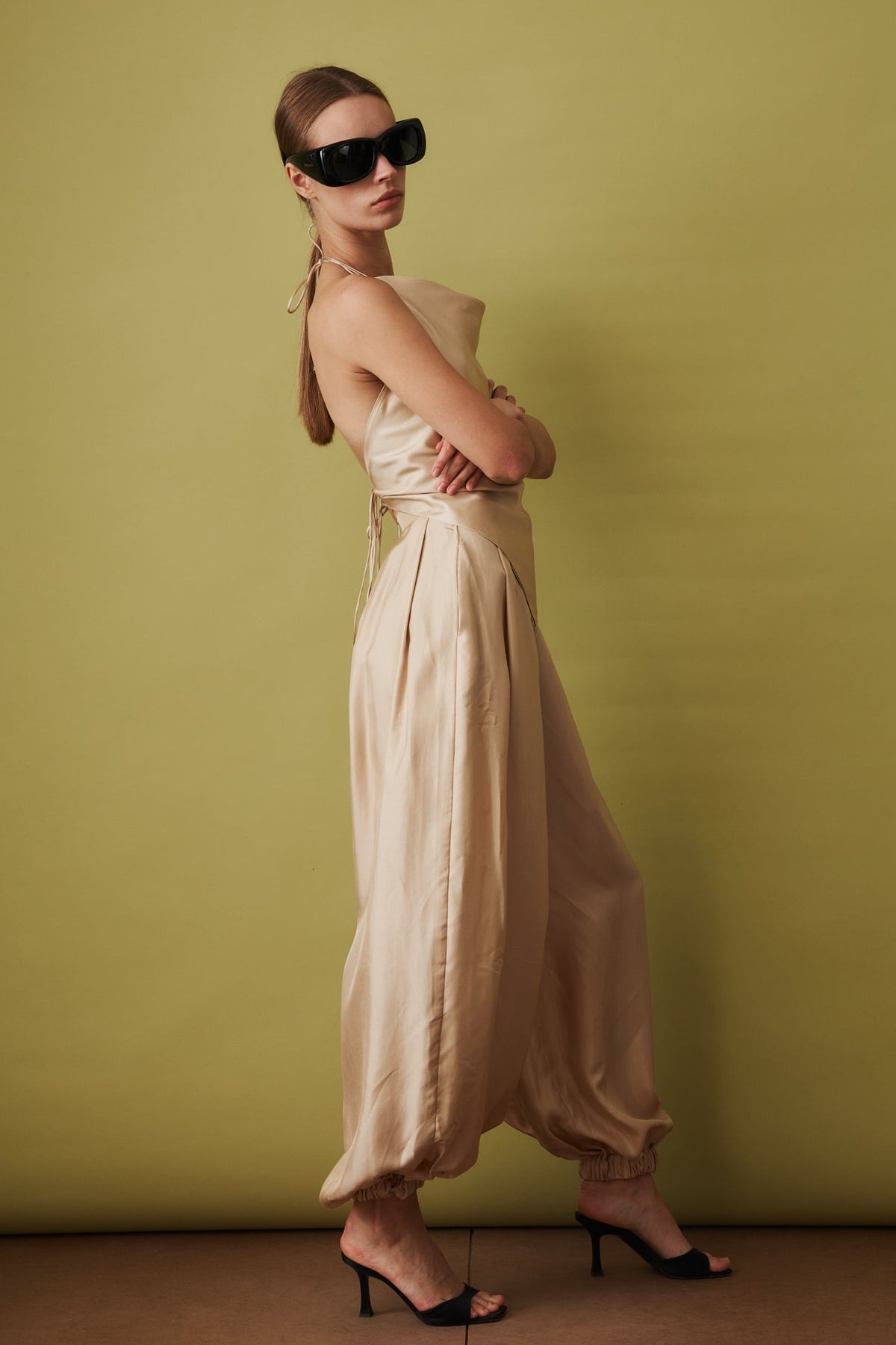 Bazar Silk Trousers Beige