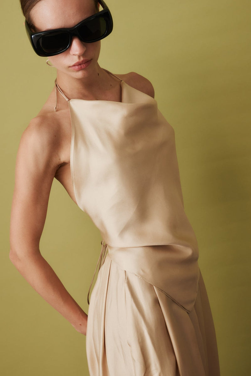 Thea Silk Top Beige