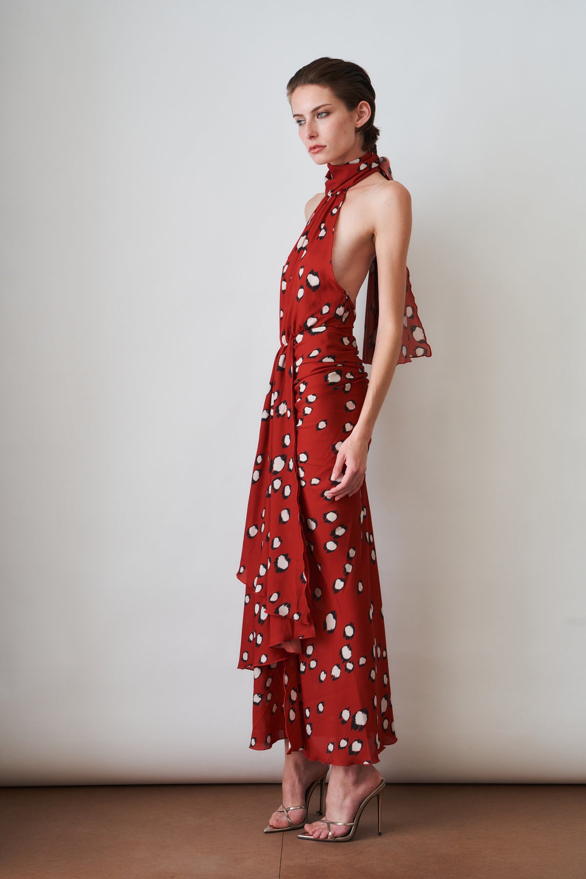 Georgette Bow Neck Long Dress - DÉSORDRE
