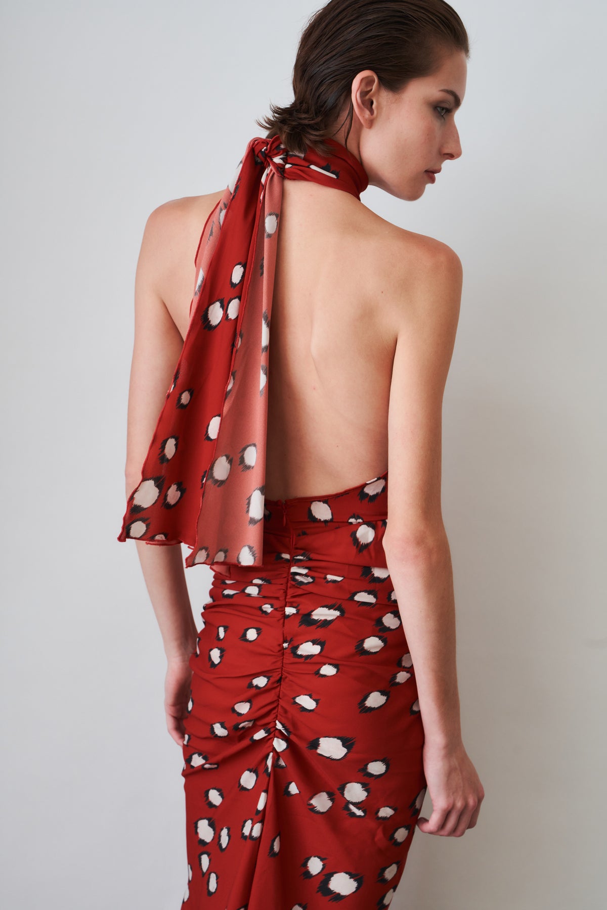 Georgette Bow Neck Long Dress - DÉSORDRE