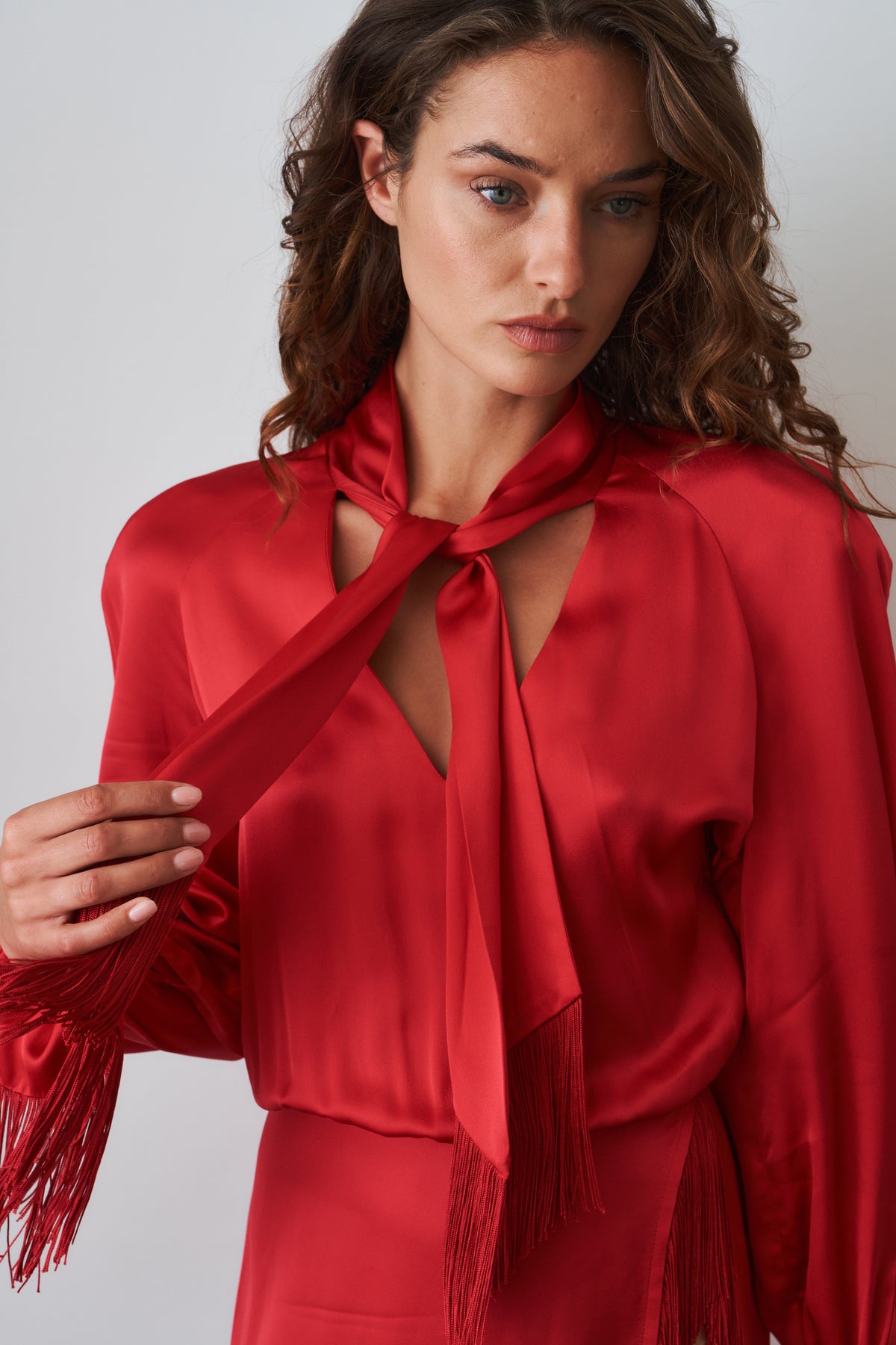Satin Raglan Fringe Mini Dress - DÉSORDRE