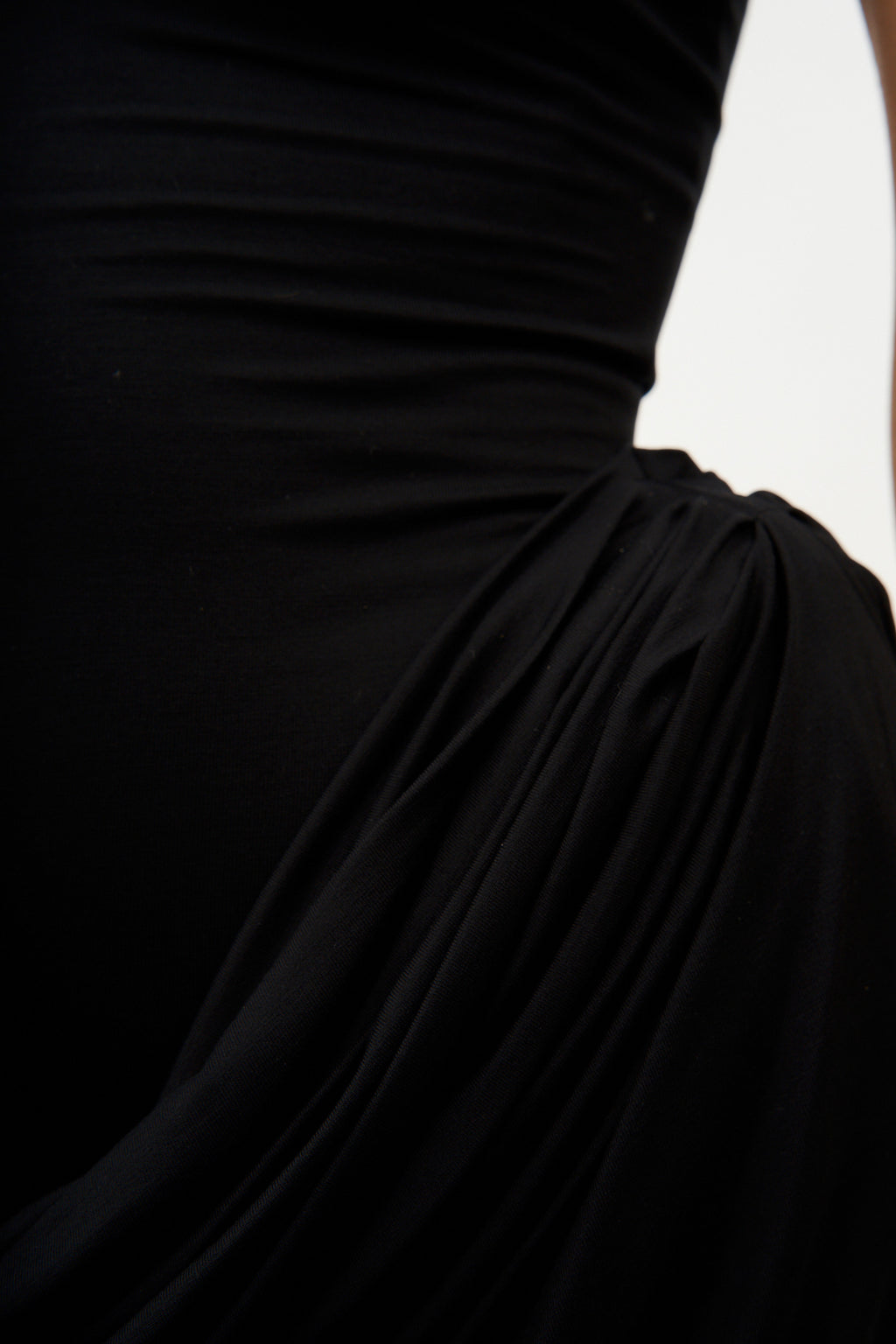 Strapless Bustier Draped Black Mini Dress
