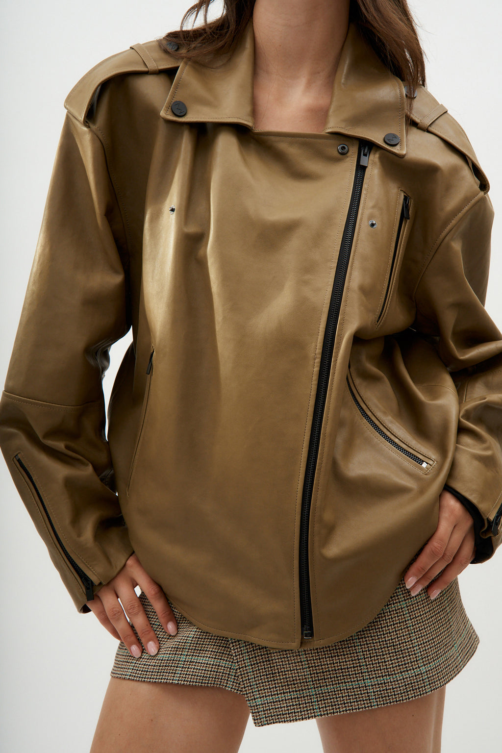 Bezons Leather Taupe Jacket