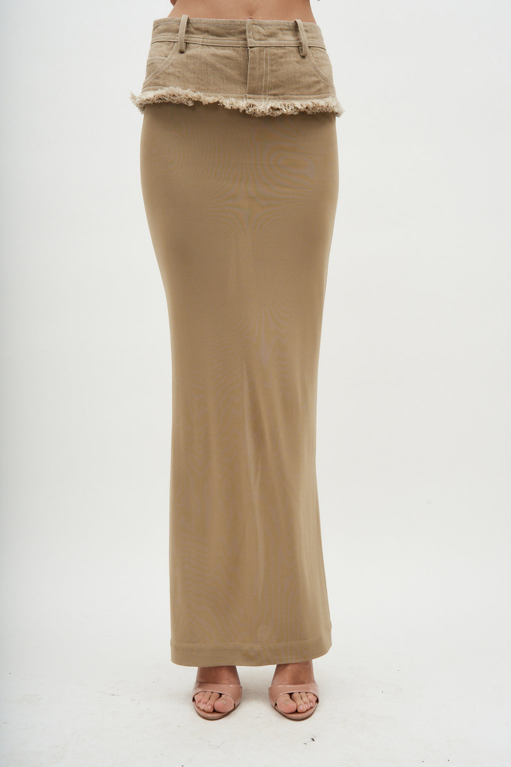 Denim Belt Column Incense Skirt