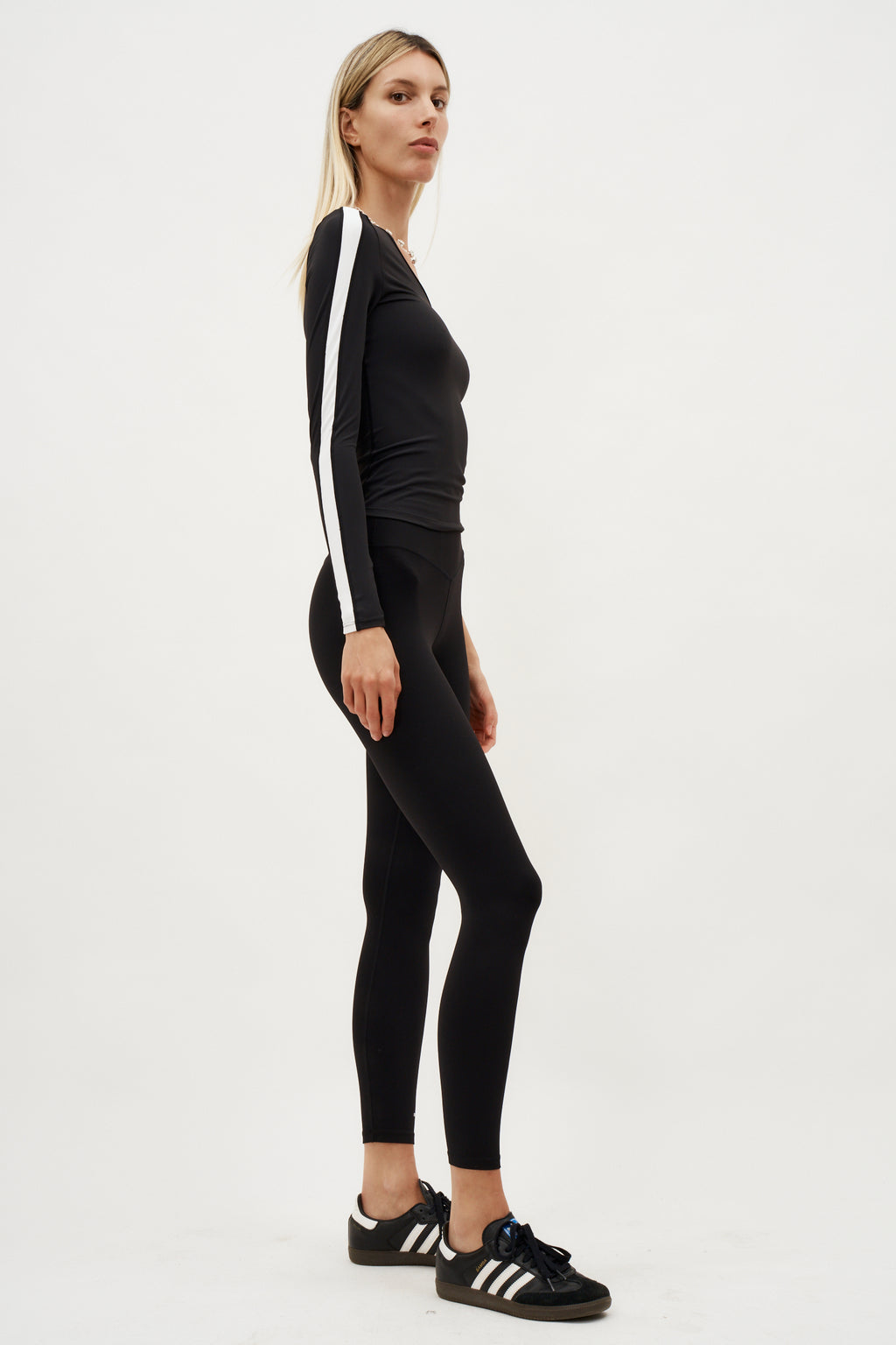 Foundation Asymmetric Long Sleeve Black Top