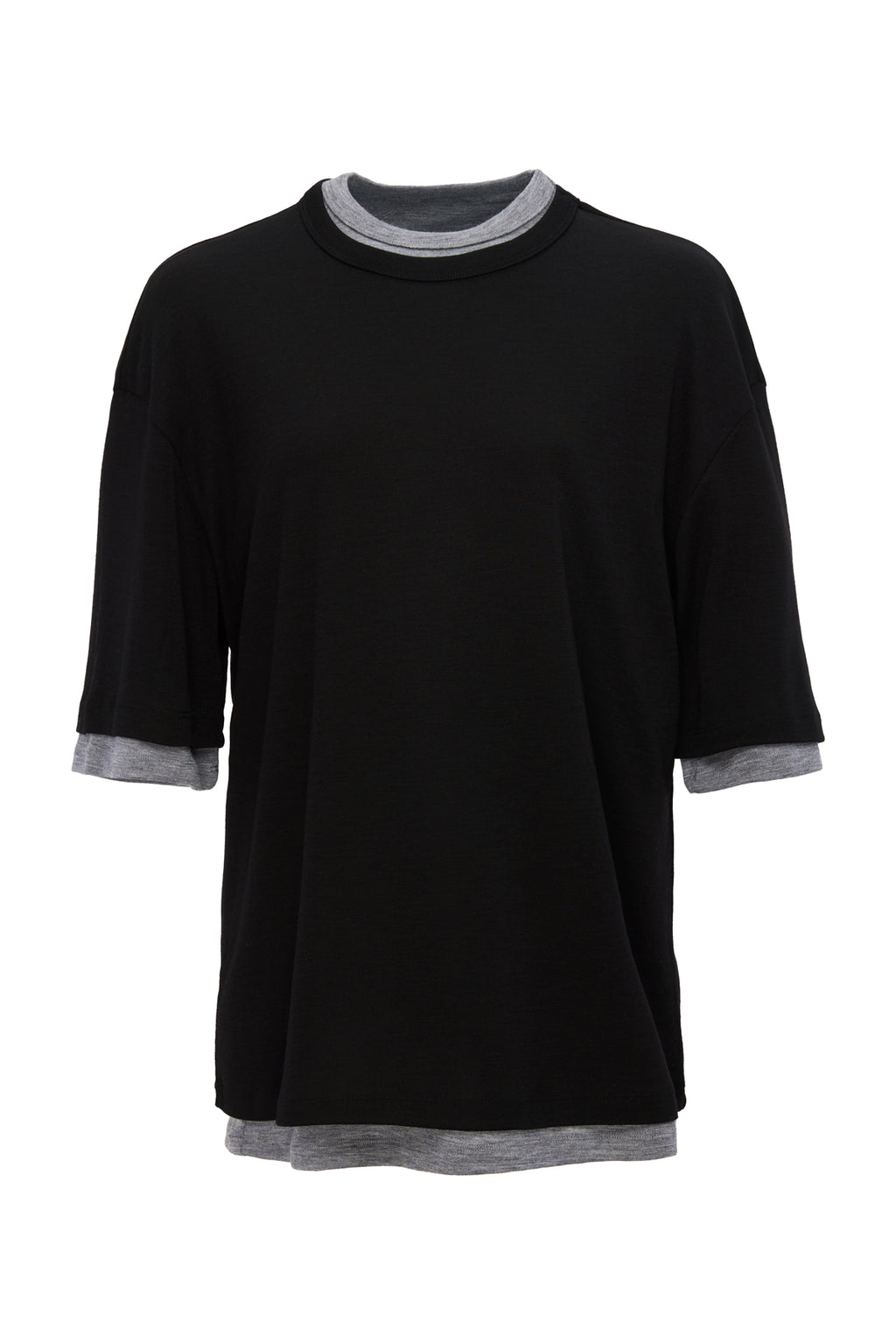 Double Layer Black T-Shirt