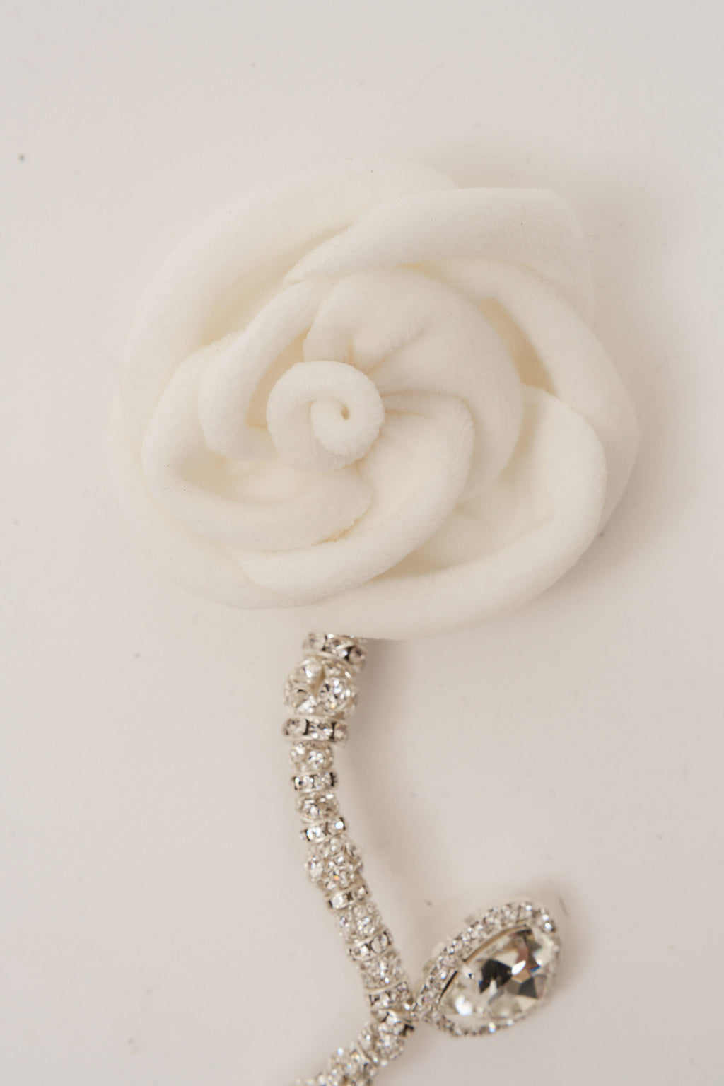 Velvet White Rose Silver Single Earring