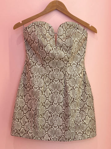 Snake Print Strapless Mini Dress