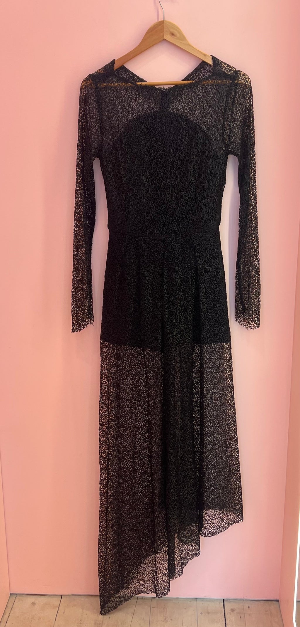 Lace Playsuit Asymmetric Maxi Dress
