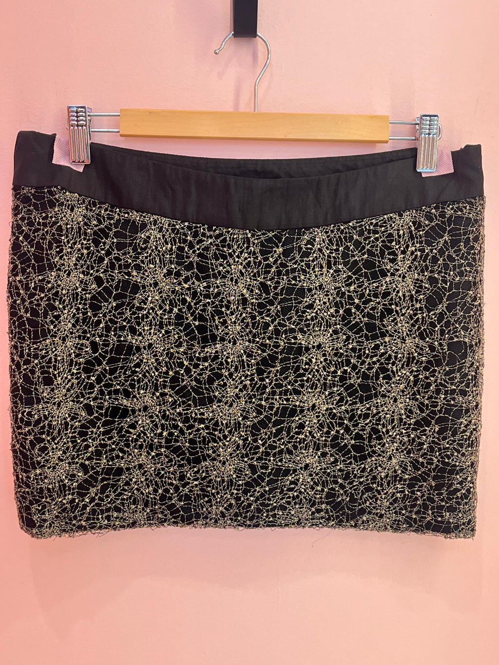 Gold Silk Lurex Mini Skirt