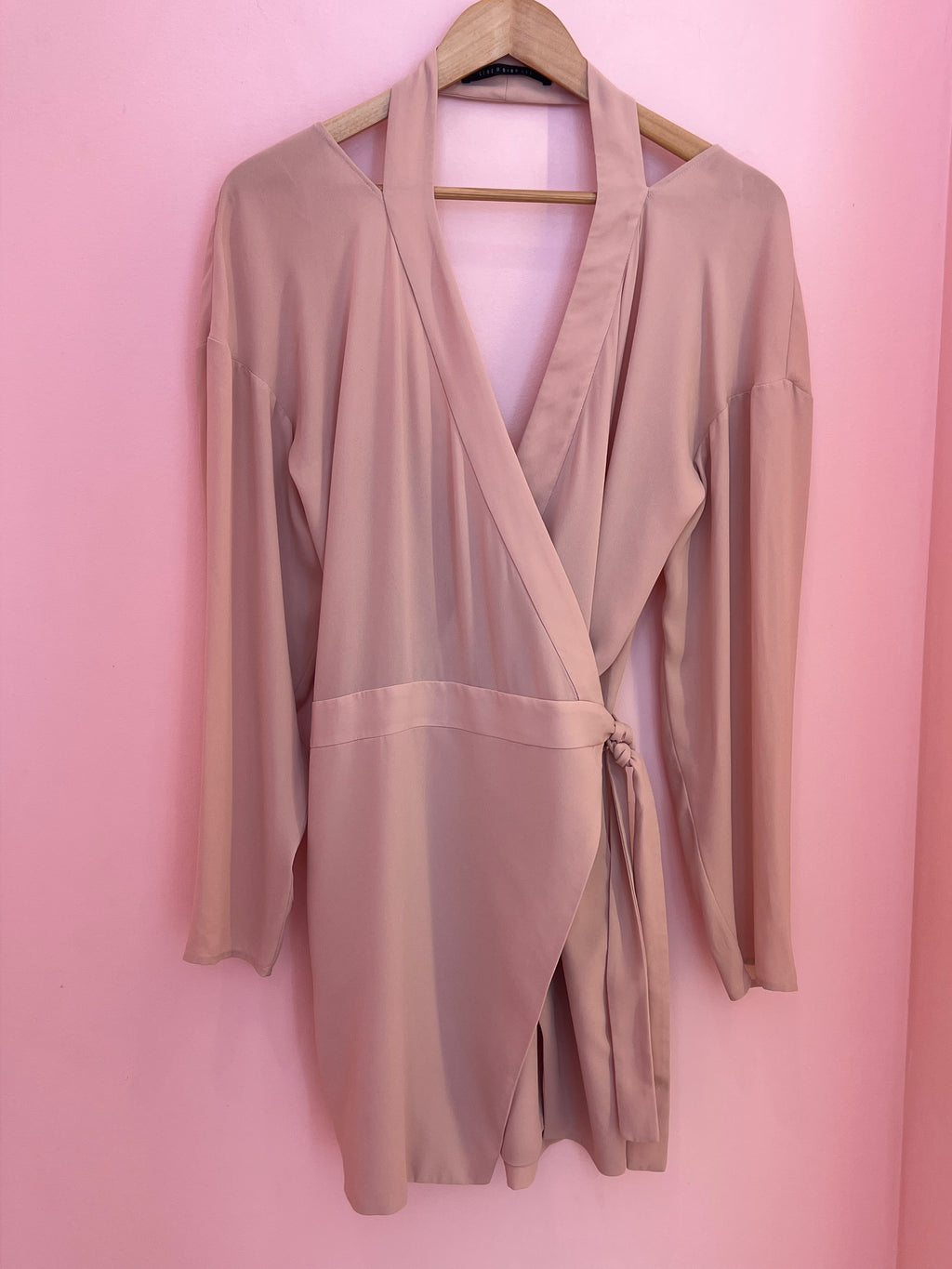 Cut Out Blush Wrap Mini Dress