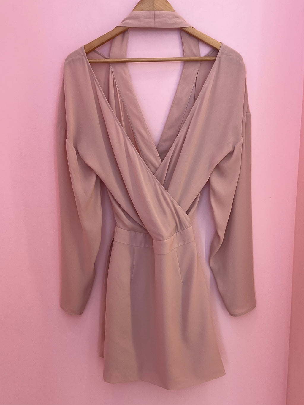 Cut Out Blush Wrap Mini Dress