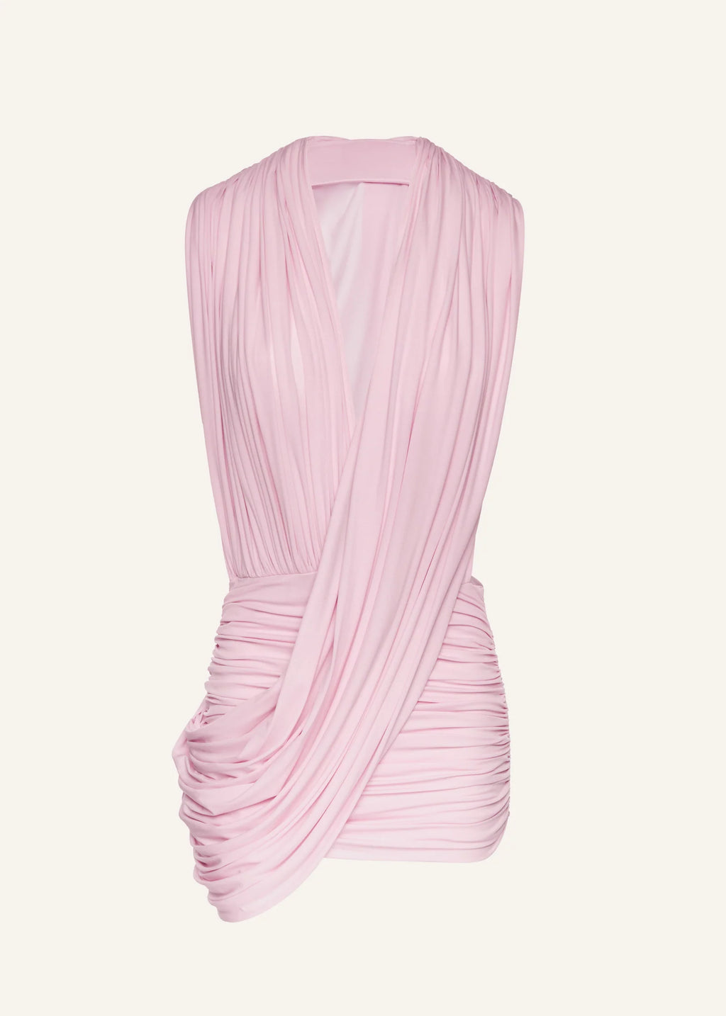 V Neck Draped Mini Pink Dress