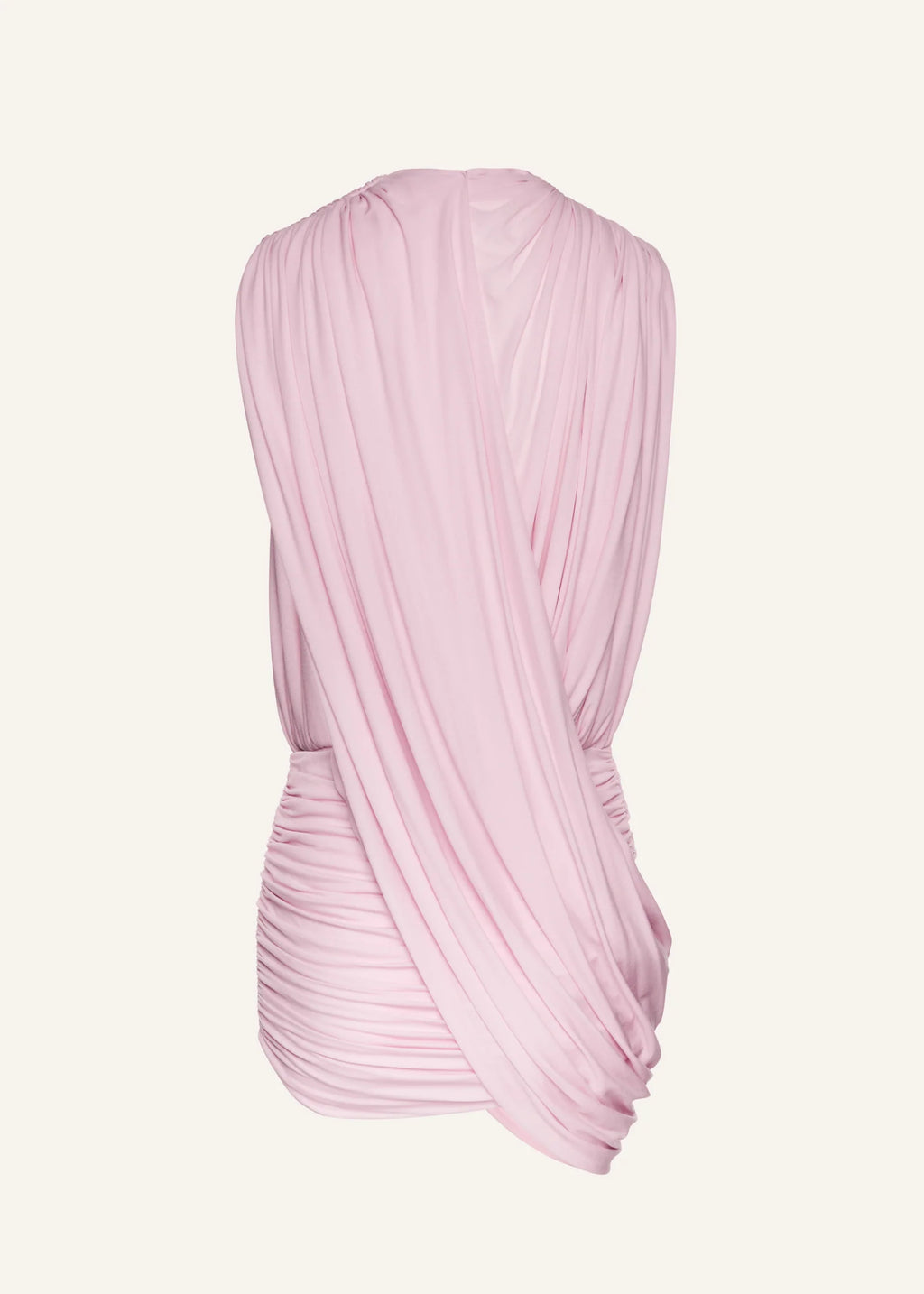 V Neck Draped Mini Pink Dress