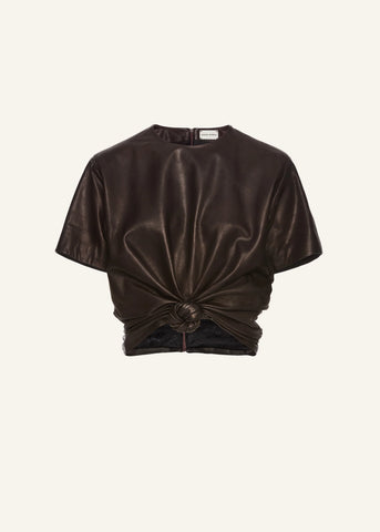 Knotted Leather Black Tee