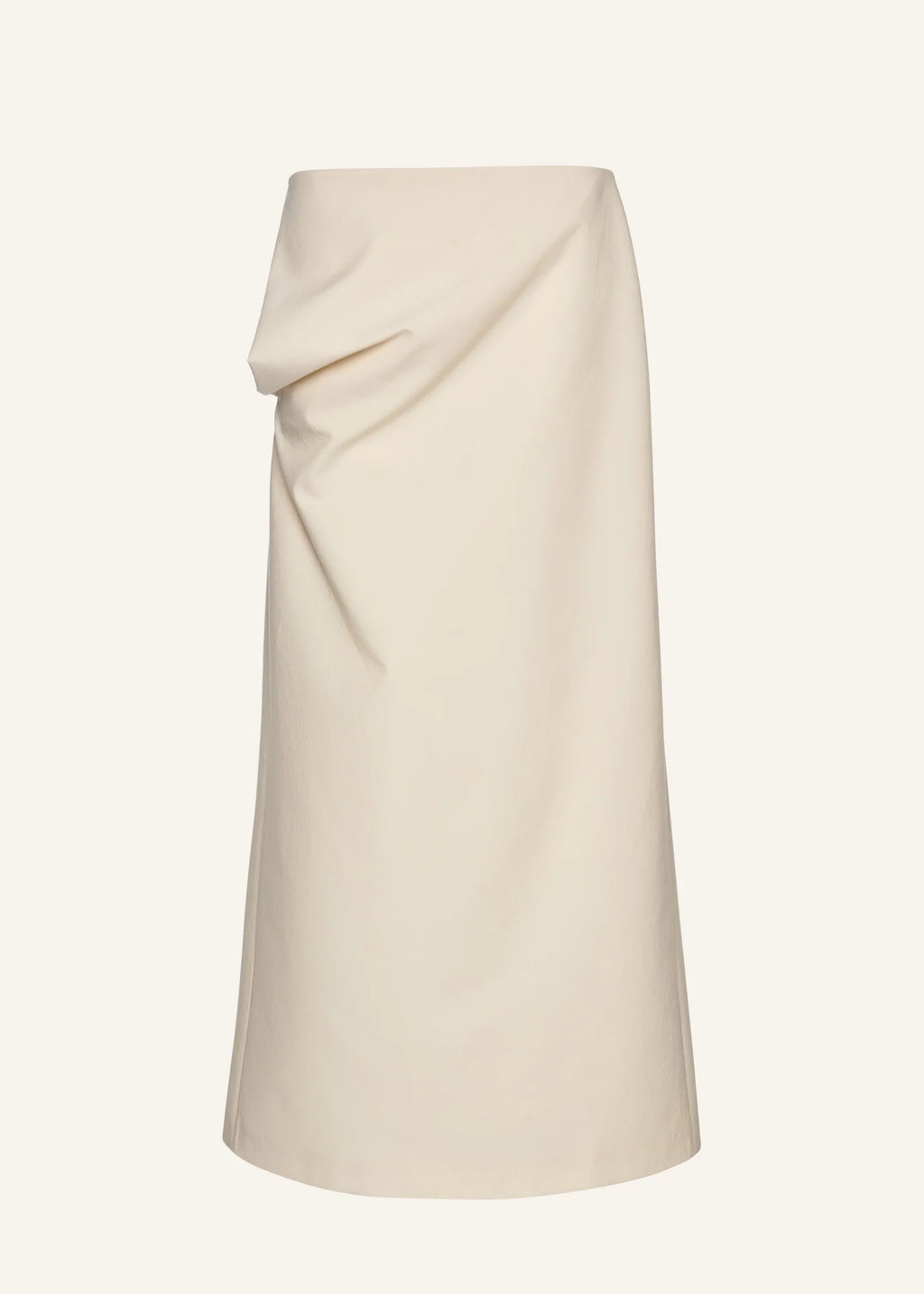 Silk Draped Midi Cream Skirt