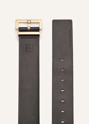 Wide Grained Leather Black Belt
