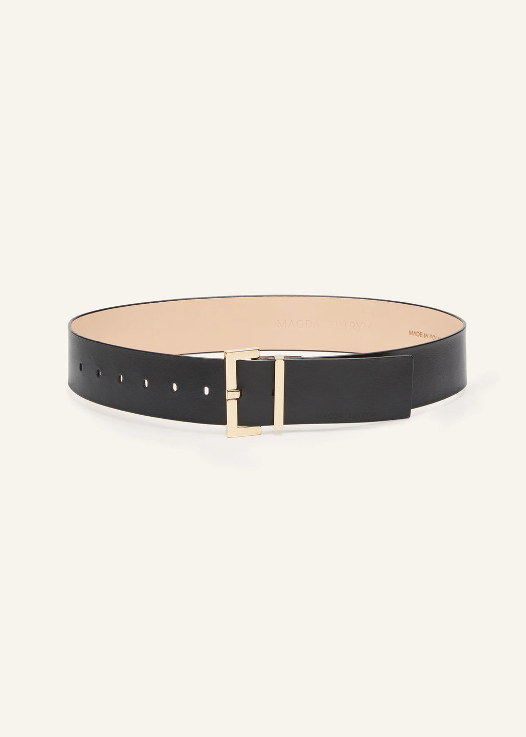 Wide Grained Leather Black Belt