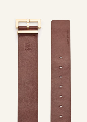 Wide Brown Leather Belt