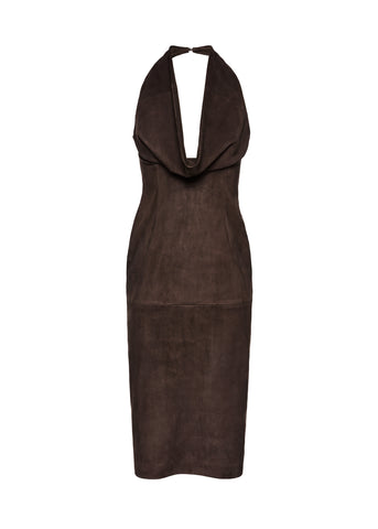 SS25 LEATHER 17 DRESS BROWN SUEDE