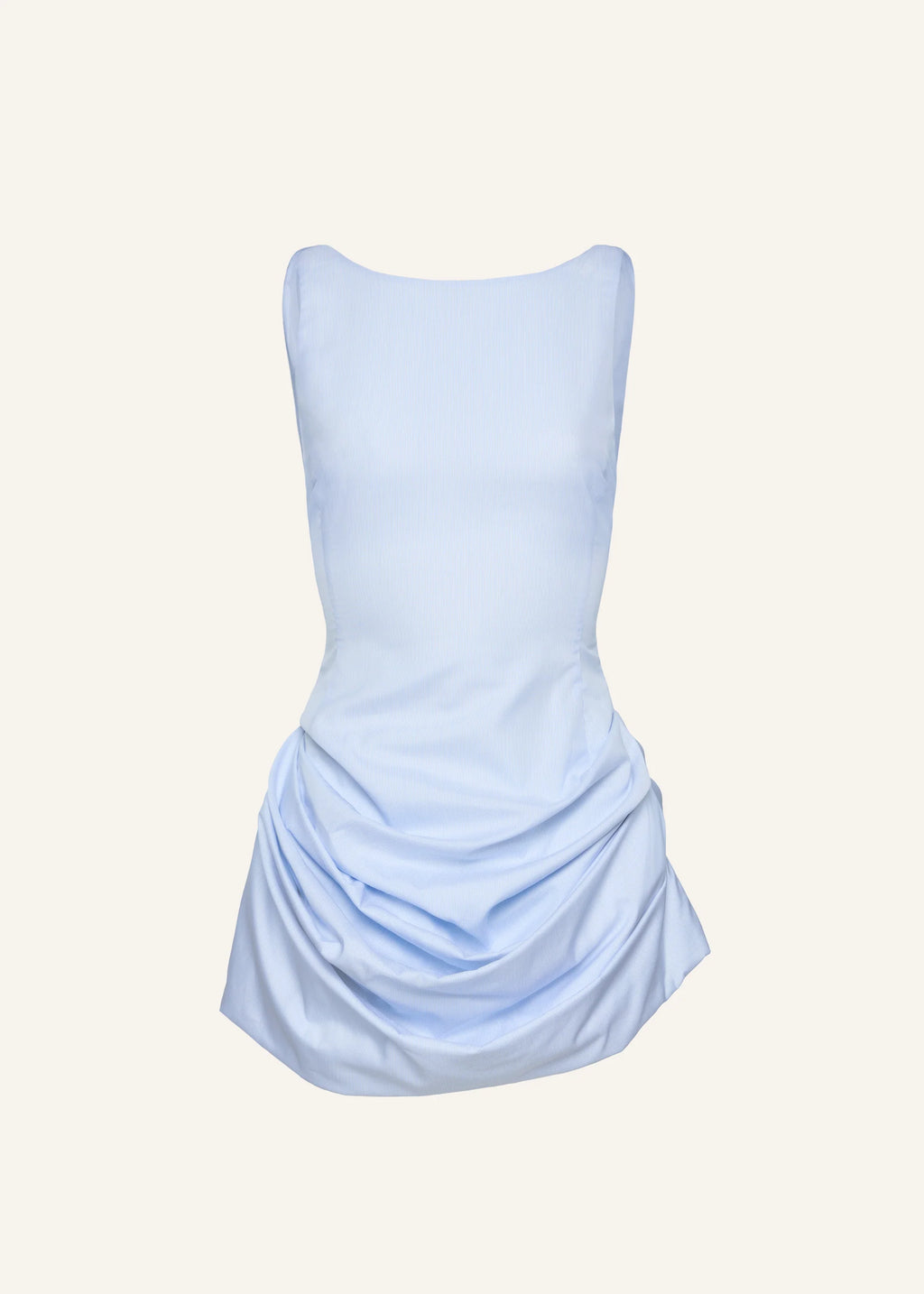 Sleeveless Poplin Mini Blue Pinstripe Dress
