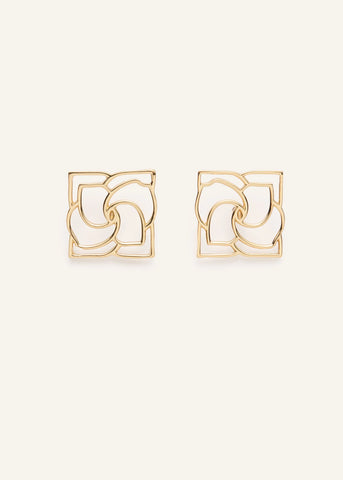 Logo Square Gold Earrings