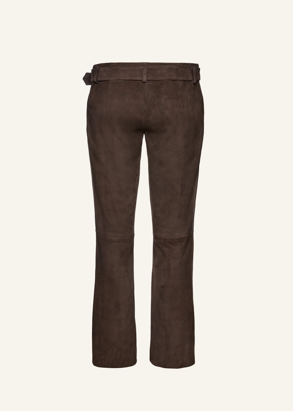 Low-Rise Leather Brown Suede Pants