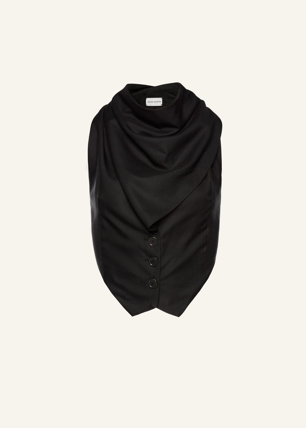 Scarf Detail Backless Black Waistcoat