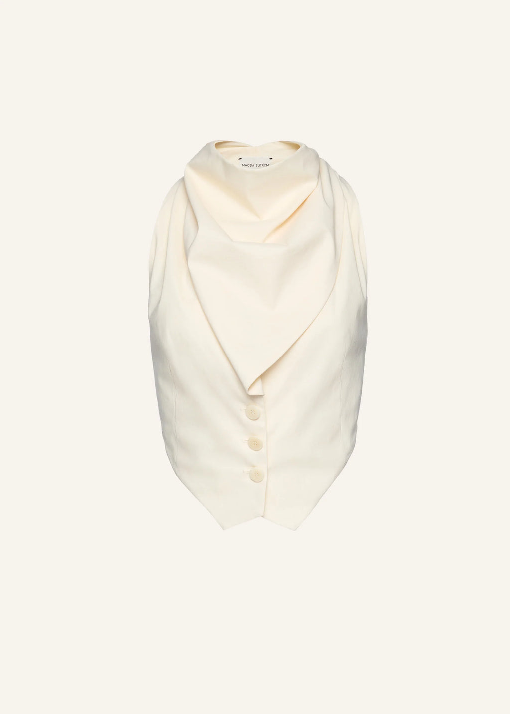 Scarf Detail Backless Cream Waistcoat