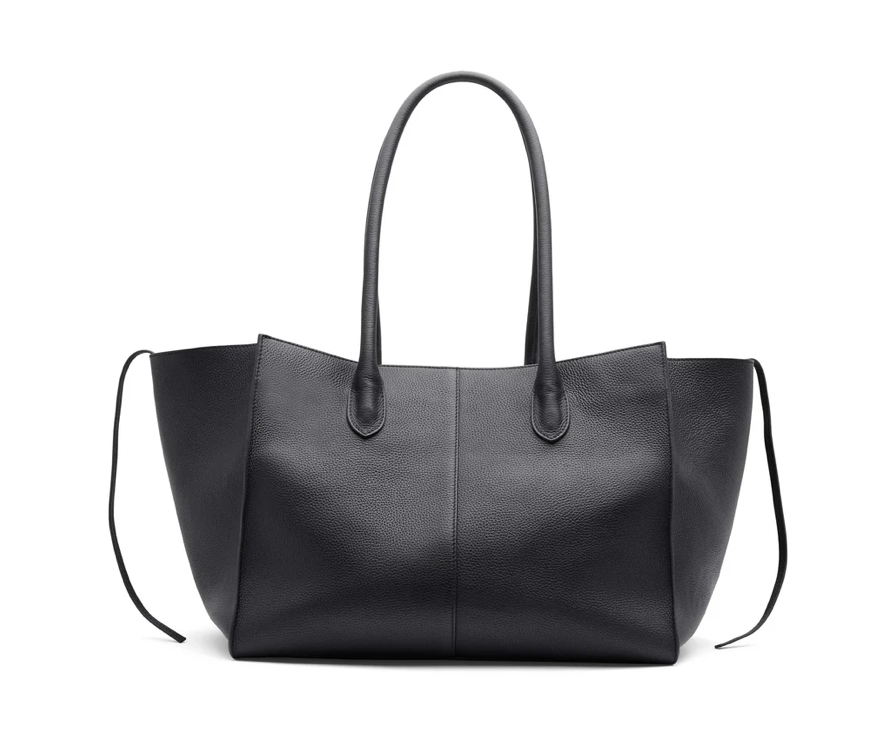 7.44 Black Soft Grained Large Tote