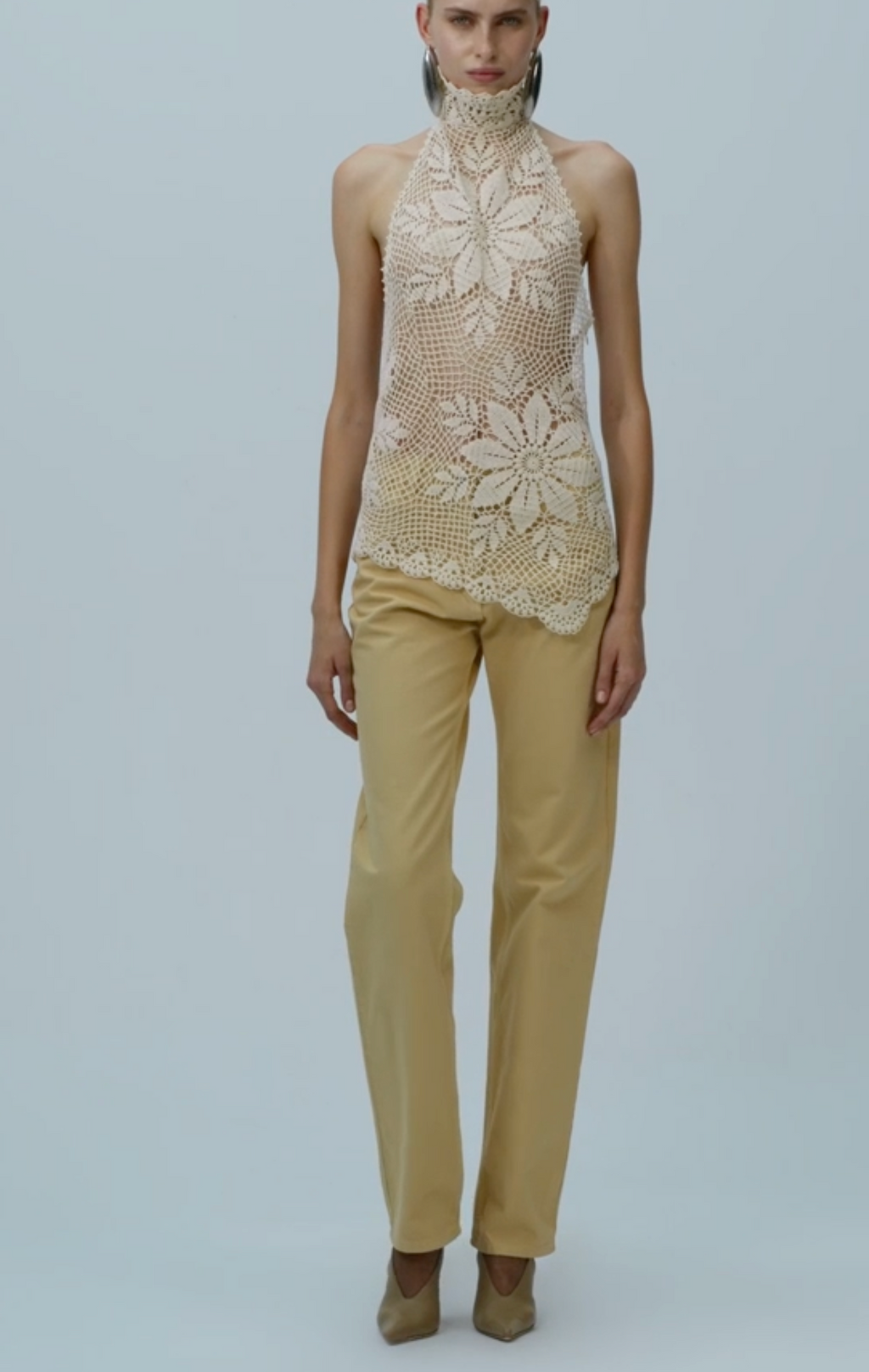 Straight Leg Denim Beige Pant