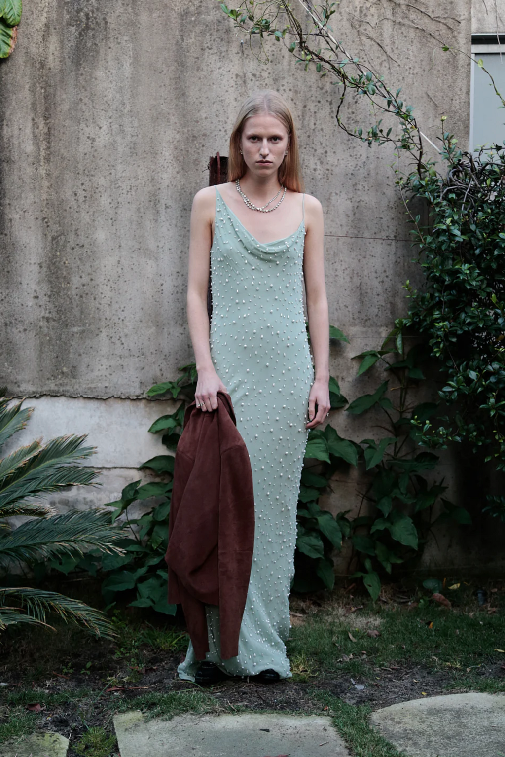 Pearl V Pistachio Dress