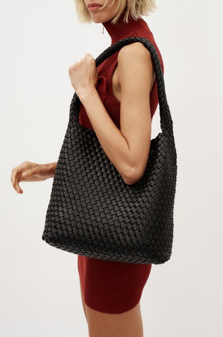 20.57 Black Recycled Alt-Leather Woven Large Tote