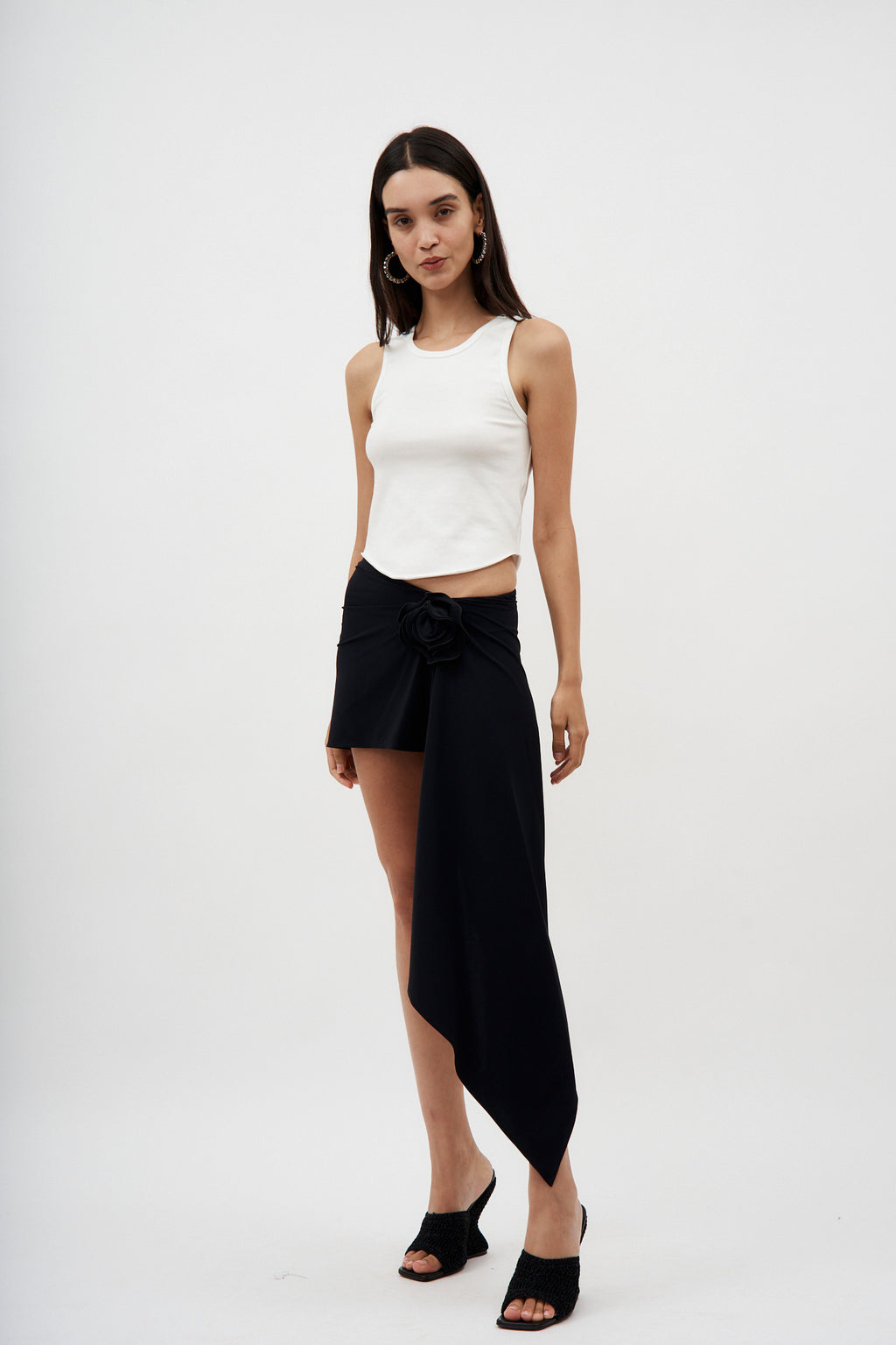 Asymmetrical Draped Black Swim Skirt - Désordre Boutique