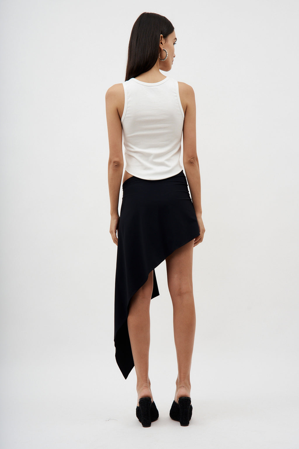 Asymmetrical Draped Black Swim Skirt - Désordre Boutique