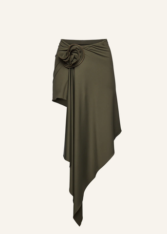 Asymmetrical Draped Khaki Swim Skirt - Désordre Boutique