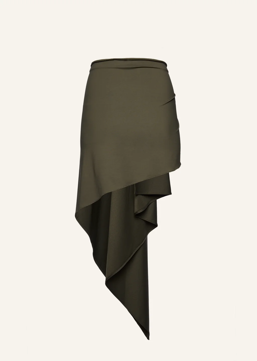 Asymmetrical Draped Khaki Swim Skirt - Désordre Boutique