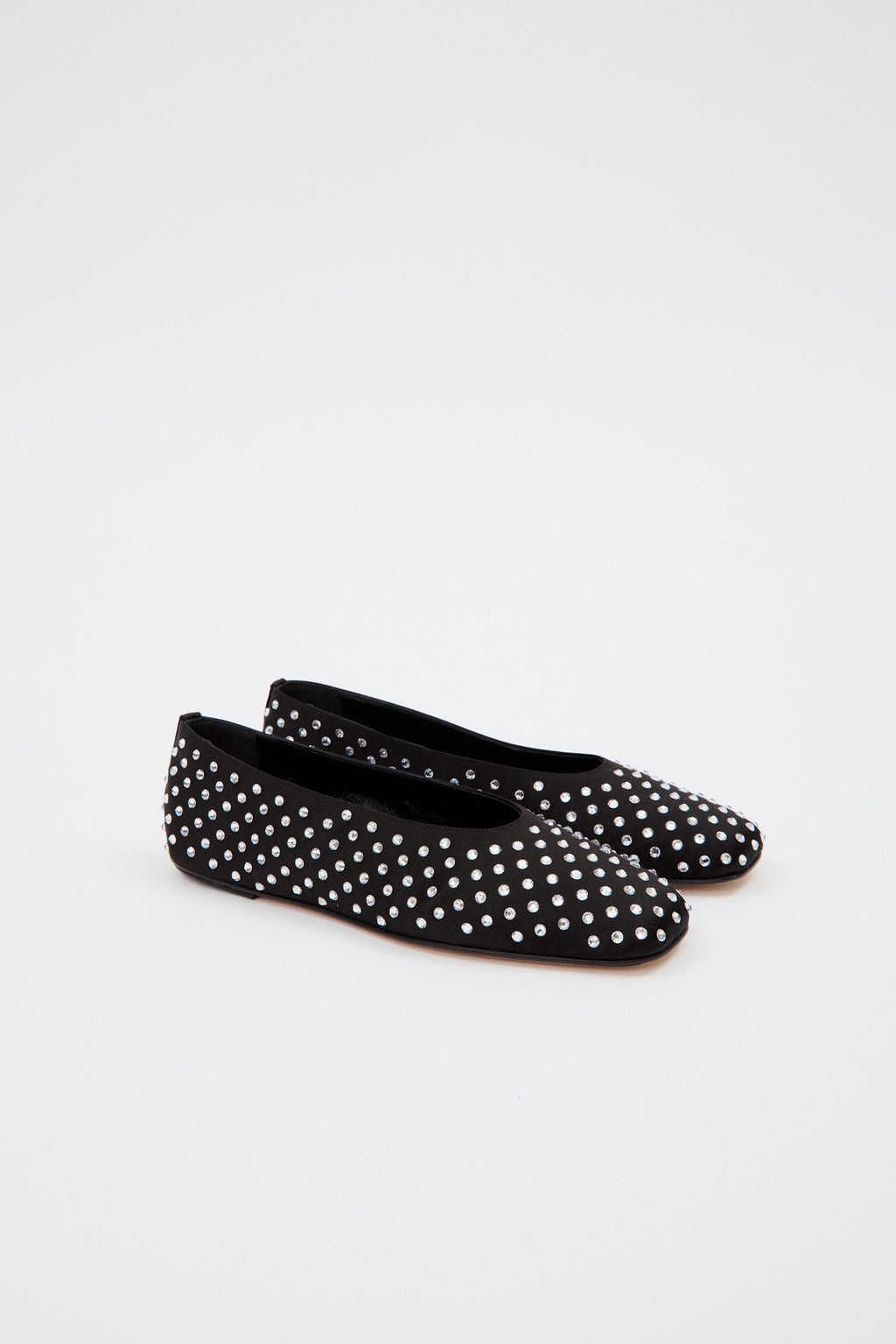 Black Crystal Satin Black Ballet Flats - Désordre Boutique