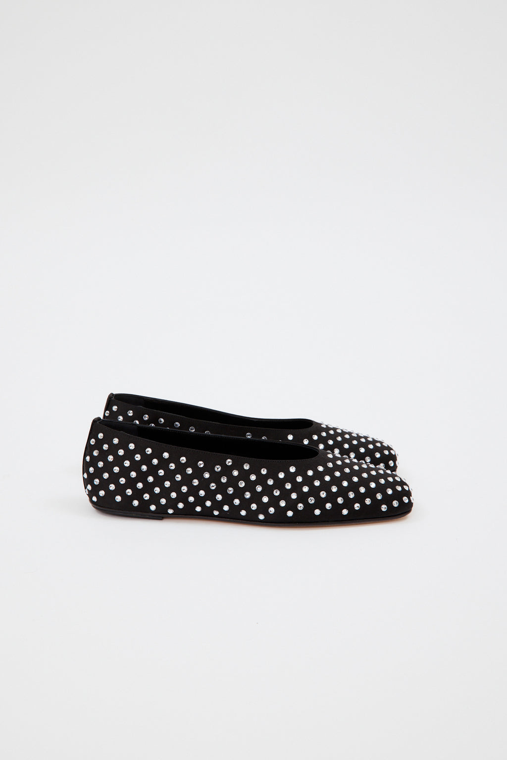 Black Crystal Satin Black Ballet Flats - Désordre Boutique