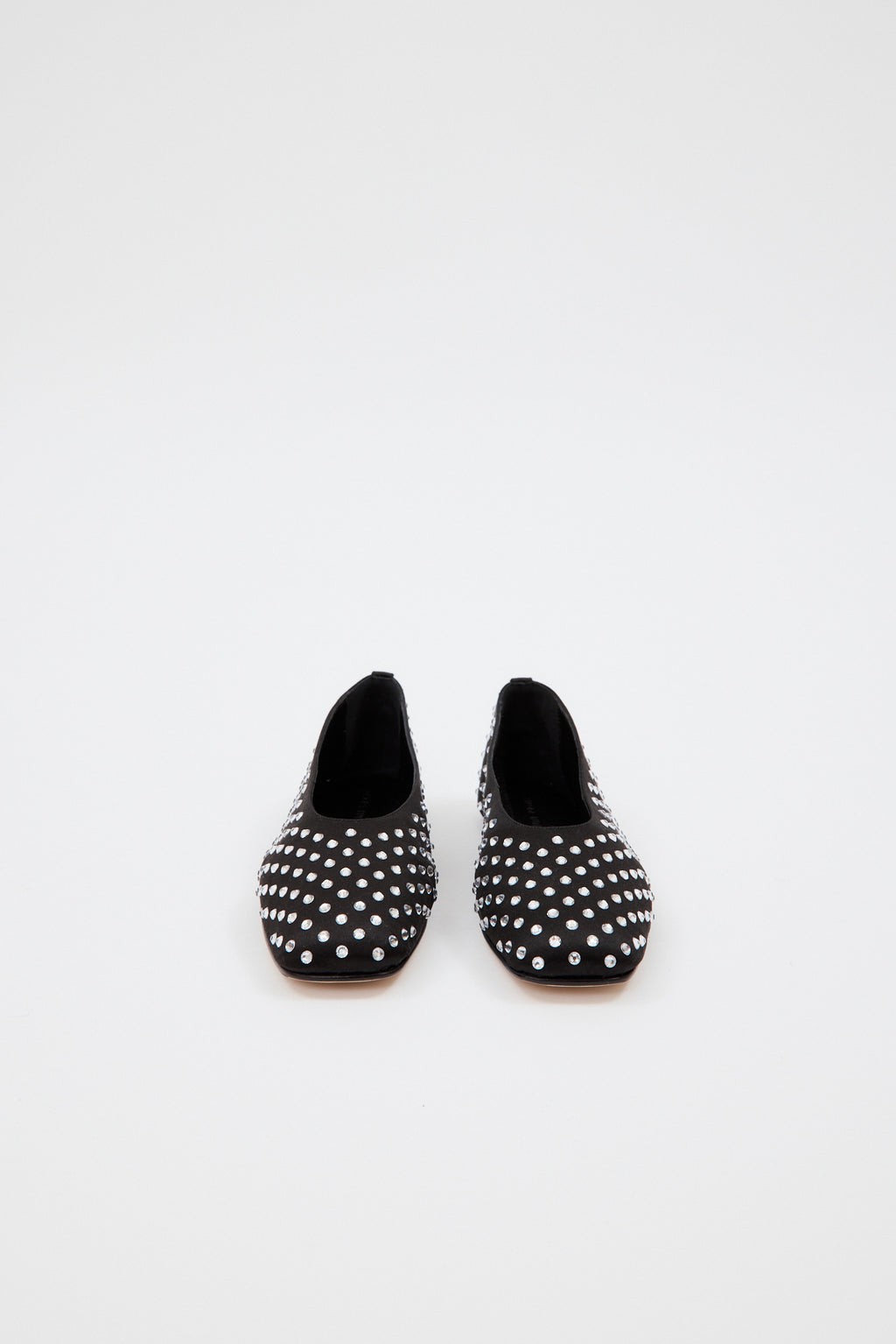 Black Crystal Satin Black Ballet Flats - Désordre Boutique