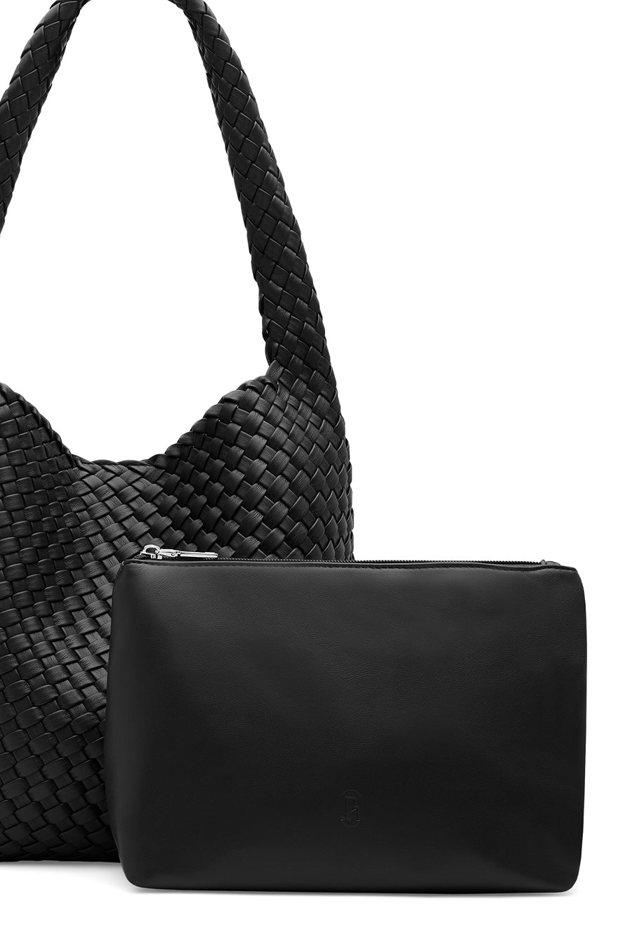 20.57 Black Recycled Alt-Leather Woven Large Tote