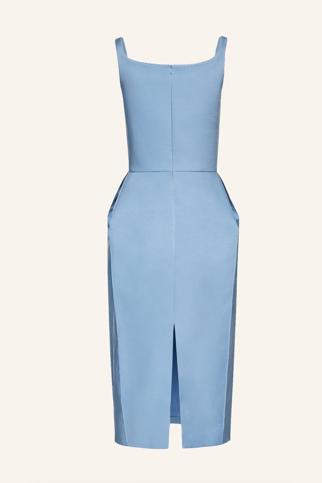 Round Neck Midi Blue Dress
