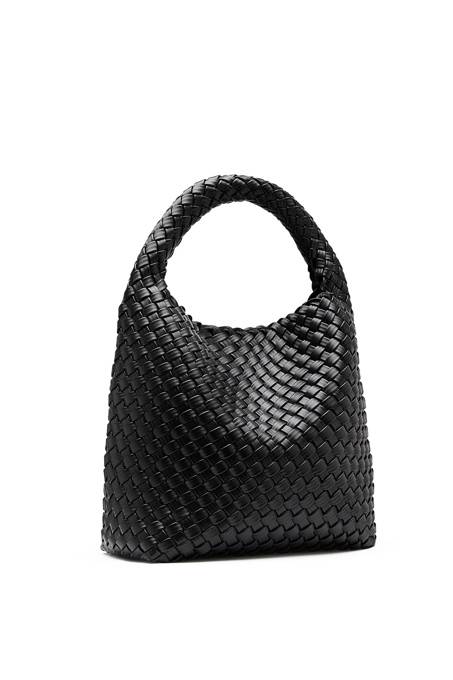 19.57 Black Recycled Alt-Leather Woven Small Tote