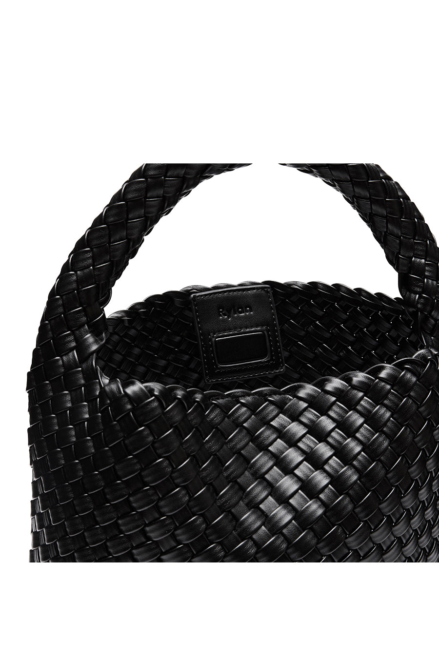 19.57 Black Recycled Alt-Leather Woven Small Tote