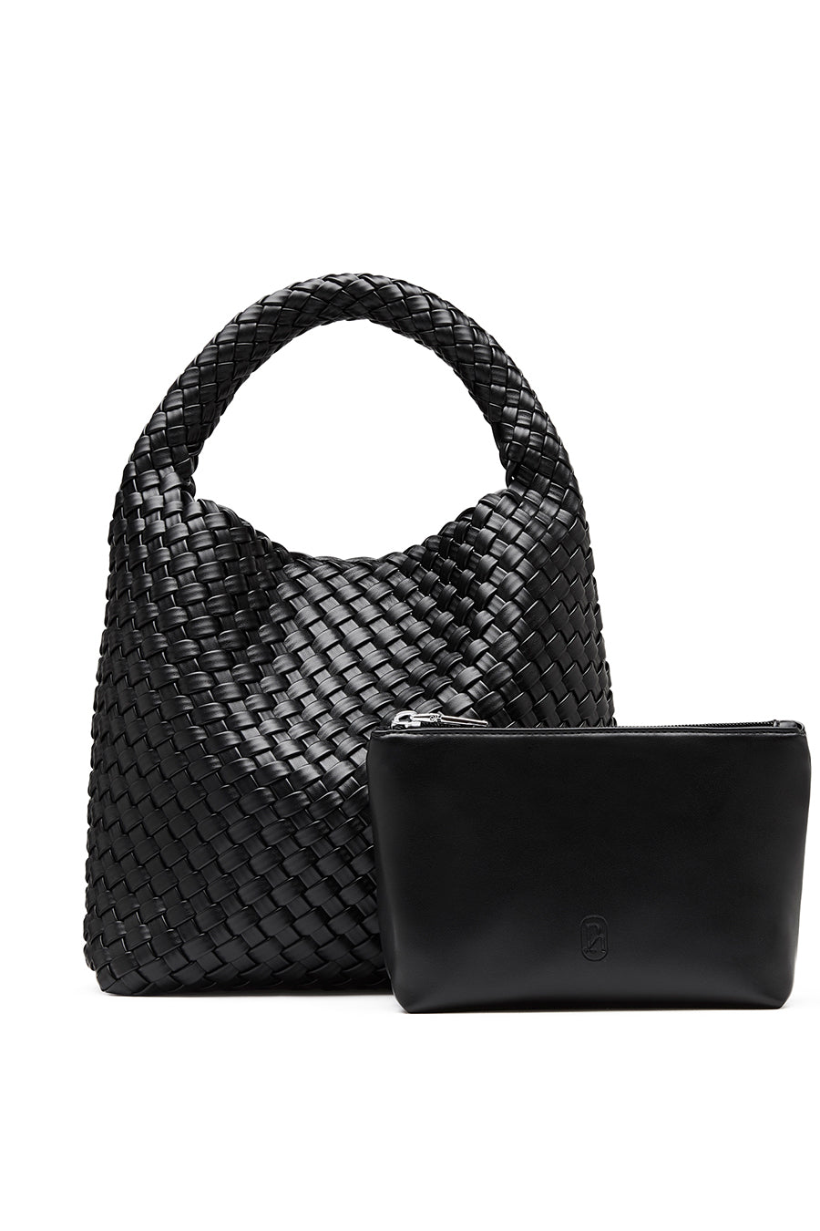 19.57 Black Recycled Alt-Leather Woven Small Tote