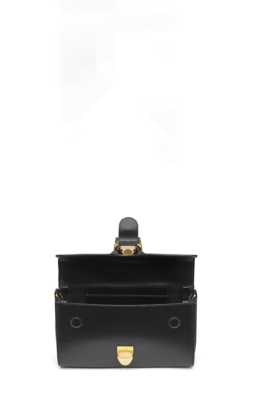 11.1 Black Mini Satchel with Flat Handle