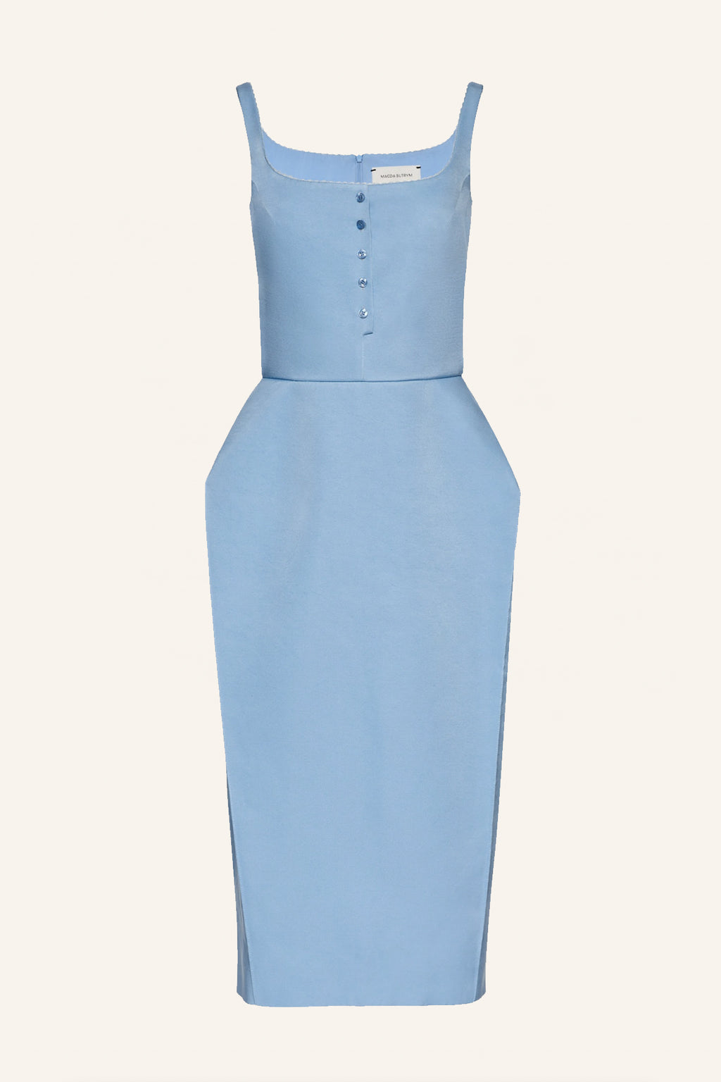 Round Neck Midi Blue Dress