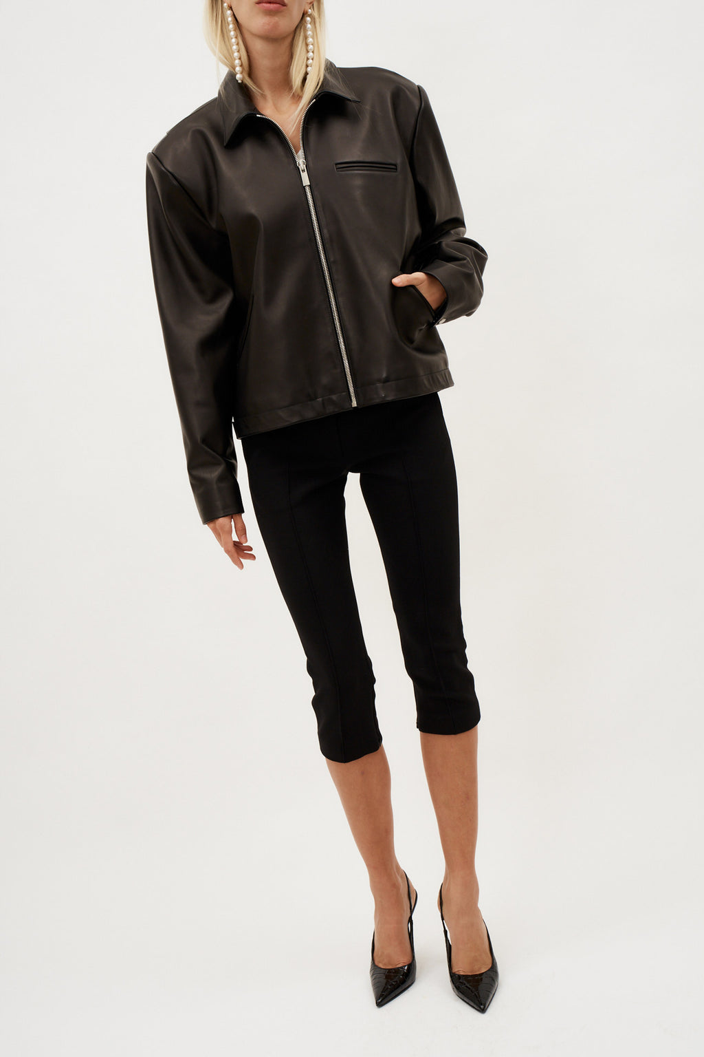 Boxy Leather Zip Black Jacket - Désordre Boutique