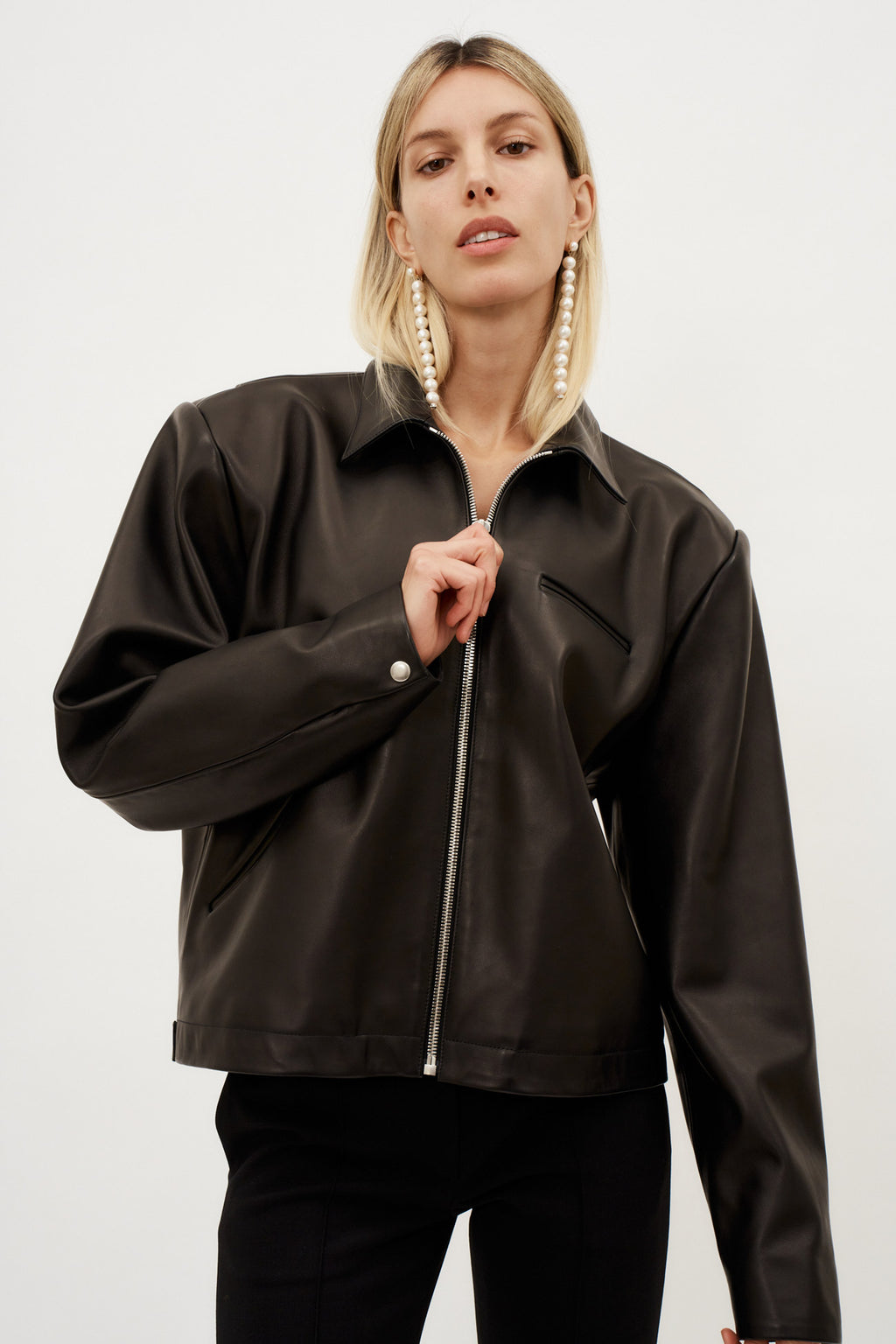 Boxy Leather Zip Black Jacket - Désordre Boutique